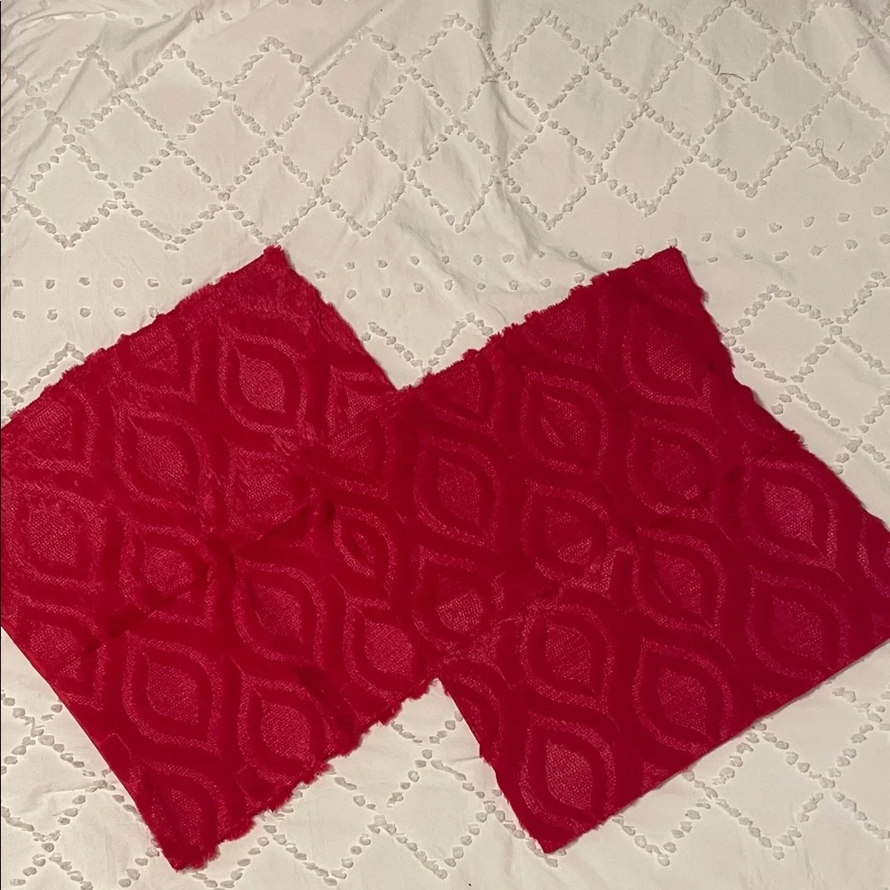 Set of Two Red textured Patterned Pillow Covers new